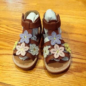 Brown Floral Kids Sandals